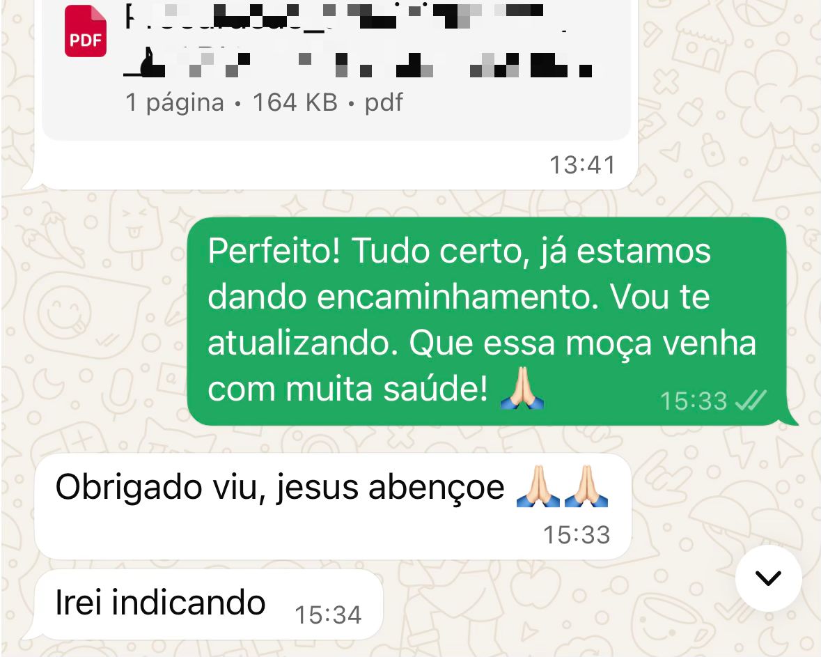Conversa com mãe atendida
